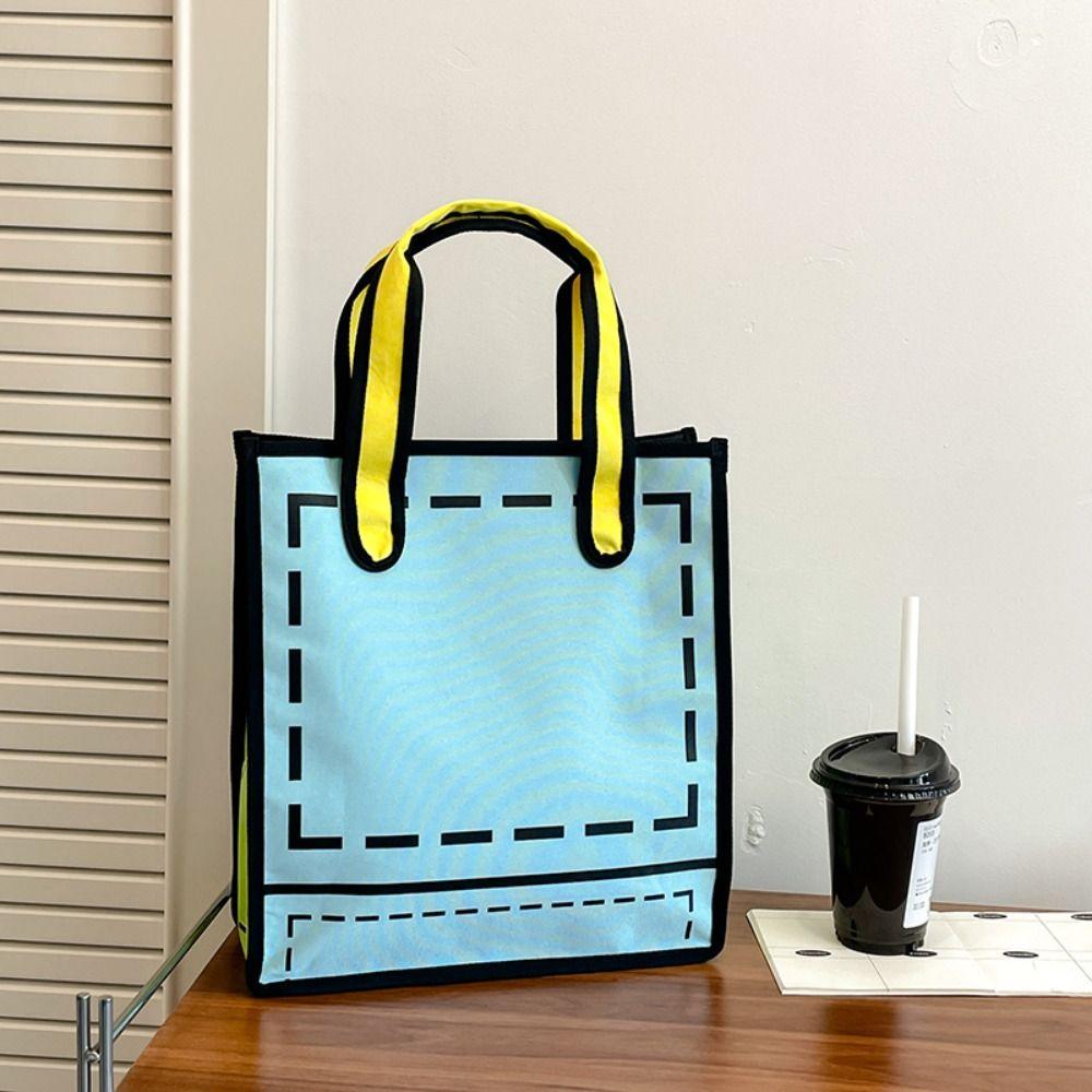 Canvas Comic Shoulder Bag Cartoon Graffiti Messenger Bag Simple 2D Anime Tote Bag  School