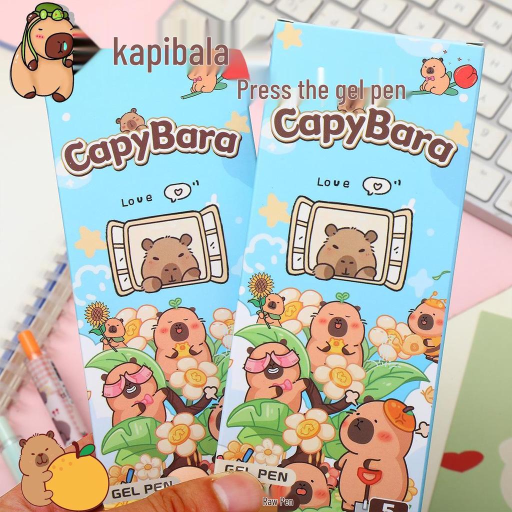 Capybara Party Cartoon Cloud Pen Holder - Cute Ins Style Clickable Black Pen, Quick-Drying for Students
