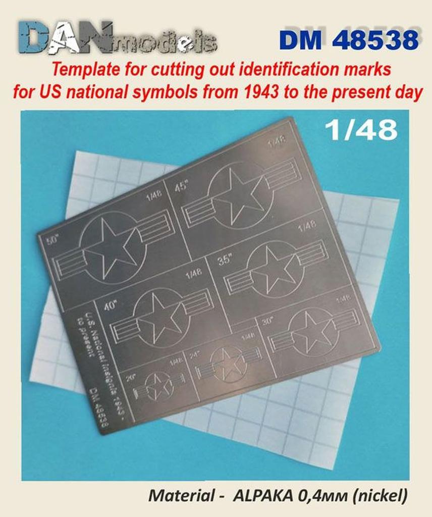 Dan Models Scale Military Aircraft Nationality Markings Mask Cutting Plastic Model Tool DAN48538 1/48 U.S. 1943-Present Guide, (Military)