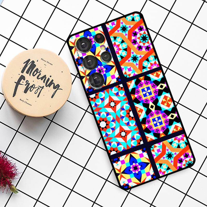Moroccan Mosai Tile Pattern Case For Samsung Galaxy S23 S21 Ultra S22 S20 FE S8 S9 S10 Note 10 Plus Note 20 Ultra Cover