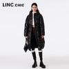 Jin Yujie Women's Celebrity Style Long Hooded Down Puffer Jacket