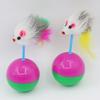 Pet Toy Interactive Tumbler Mouse Shape Plush Feather Tail Cat Toy Reduces Anxiety Boredom Independent Cat Toy
