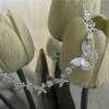 Niche design white fritillary butterfly zircon necklace fashionable versatile collarbone chain light luxury exquisite neck chain