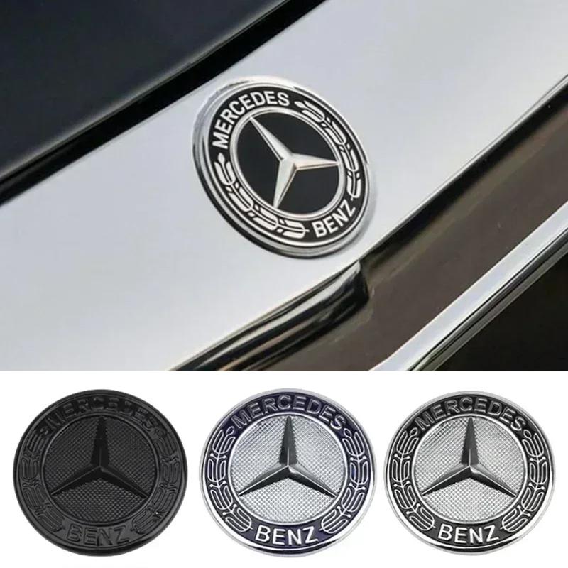 HGQ5 Car Front Engine Hood Emblem 42mm-Curved 38mm-Flat ABS Badge for Mercedes Benz C Class E Class C200 E260 E300L S400L Label