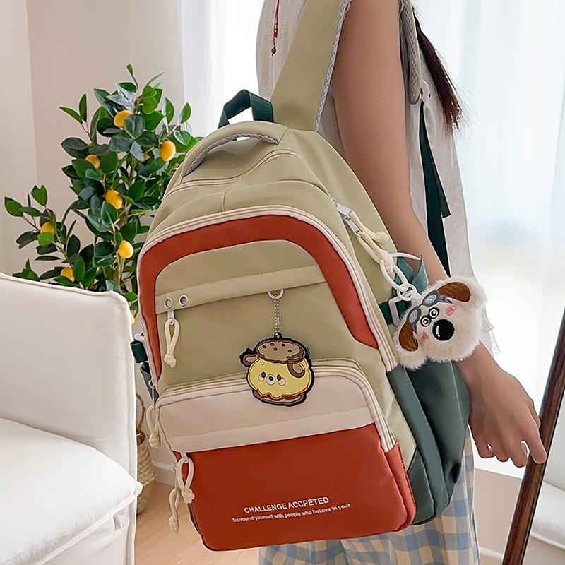 Small and Fresh Contrasting Colors Korean Version Mori Backpack Casual Large Capacity Junior High School Student Schoolbag Student Cute Backpack
