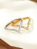 Korean Fashion Simple Light Luxury Cold Style Senior Sense Of Stainless Steel 18K Gold-Plated Diamond V-Shaped Ring Female