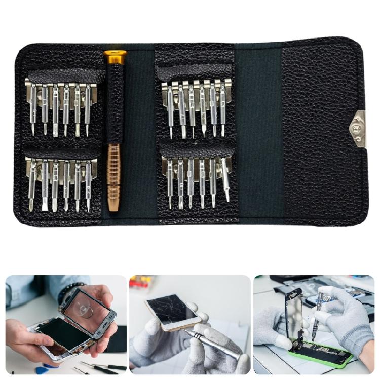 25 in 1 Precise Screwdriver Kit Electronics Repair Tool Driver Extension Rod with Leather Case for Phone Smartphone