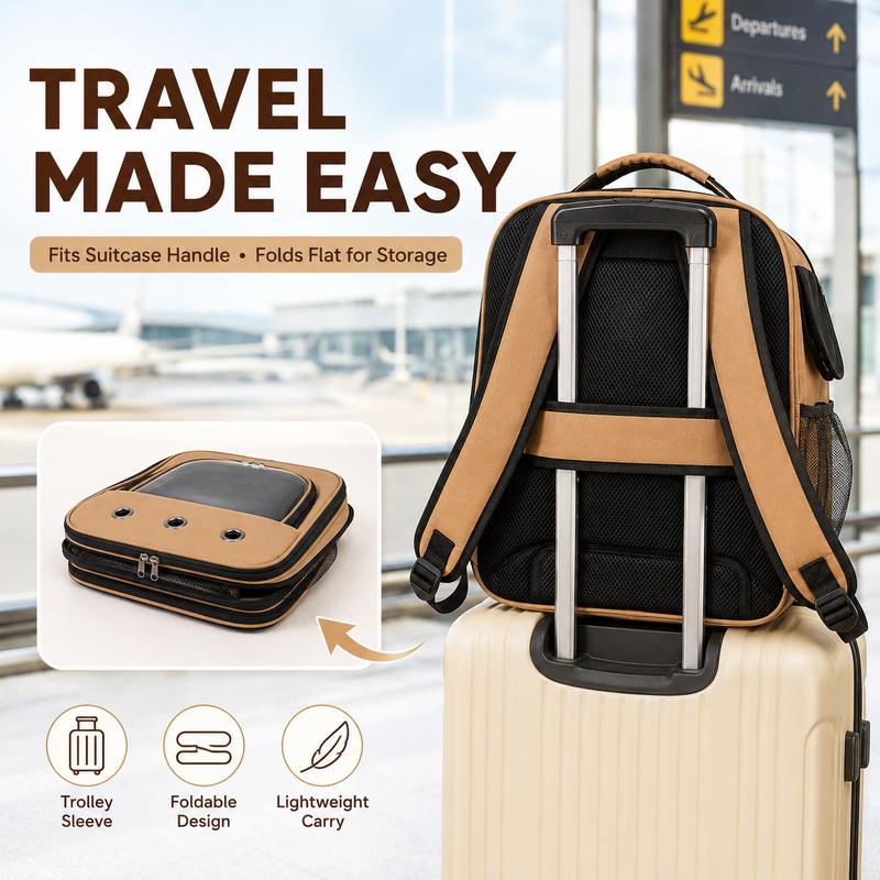 Fashion Transparent Visible Pet Carrier, Portable Large Capacity Breathable Handheld & Dual‑Shoulder Bag for Cats Small Dogs