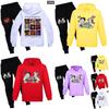 Kids Cotton Cartoon Hoodie And Jogging Pants Set For Winter And Spring Play