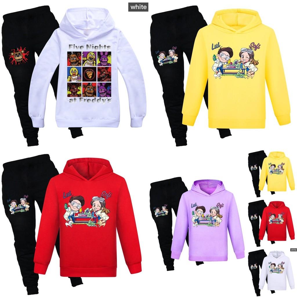 Kids Cotton Cartoon Hoodie And Jogging Pants Set For Winter And Spring Play