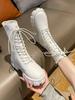 2025 Spring/Summer New White Thin Middle Breathable Thick Bottom Single Boots Trendy Motorcycle Short Boots