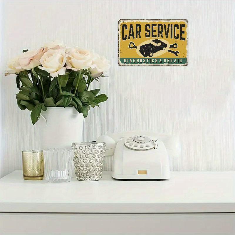 2D flat 30*20cm Wooden Car Service Vintage Rusty Sign, Multipurpose Outdoor Decor For Garage, Porch, Cafe, Bar, Man Cave, Farmhouse Kitchen, Rustic