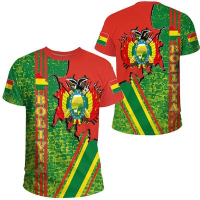 Bolivien Flagge 3D-Druck Sport T-Shirt Bolivianisch Sommer Outdoor Outdoor Freizeit Bolivianisches Nationalwappen Grafik T-Shirts 2024