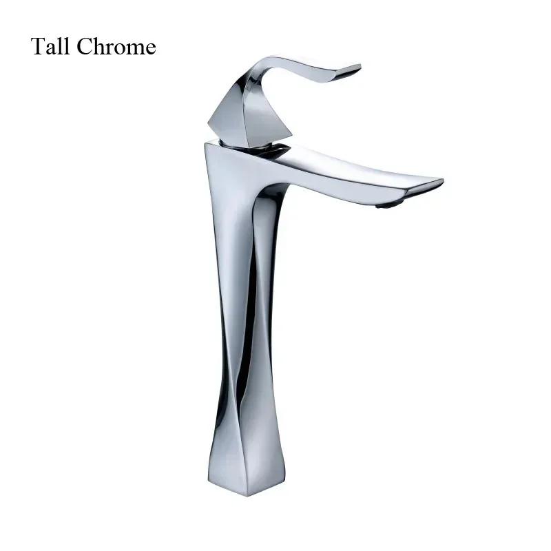 Hot and Cold Water Tap Single Handle Bathroom Faucet Nordic Basin Faucet Golden Chrome Single Hole Water Mixing Tap Deck Mounted