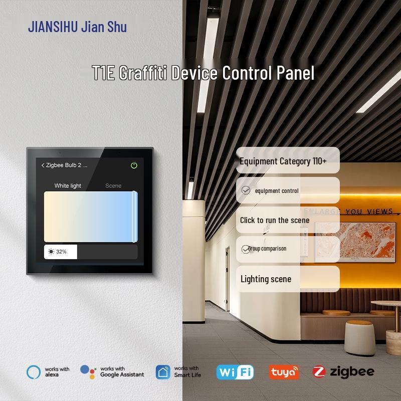 Graffiti 4-inch ZigBee Smart Home Control Panel with Built-in Alexa No