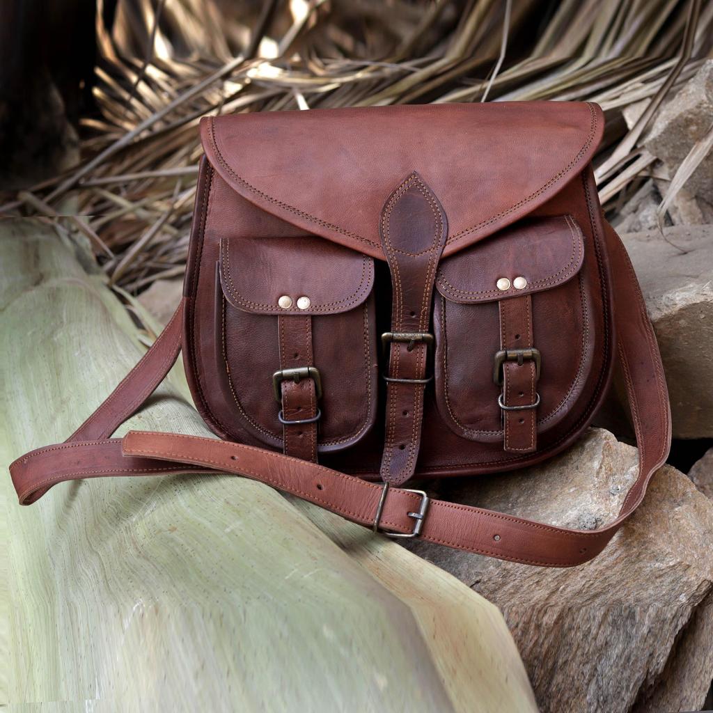 Handmade Leather Crossbody Bag: Vintage Saddle Bag, Travel Handbag