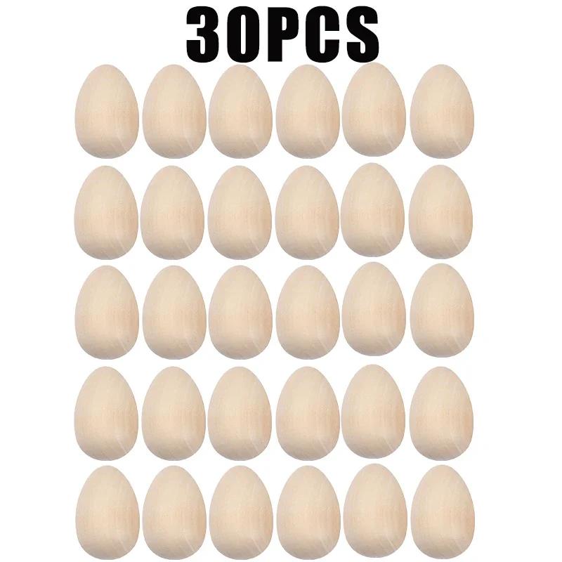 Realistic Wooden Easter Eggs DIY Graffiti Simulated Egg Handmade Holiday Decor Craft for Home Festival Design