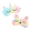 I'm So Happy Eye Mask for Sleeping, Cute Character Eye Pillow for Kids, Animal and Fun, Set of 2 (rabbit + Unicorn)