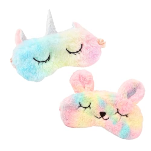 I'm So Happy Eye Mask for Sleeping, Cute Character Eye Pillow for Kids, Animal and Fun, Set of 2 (rabbit + Unicorn)