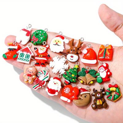 Niedliches Weihnachtsset - Anhänger mit Weihnachtsmann, Schneemann, Rentier & Baum | DIY Weihnachtsbaumzubehör | Ideal für Taschen & Geschenke | Deko
