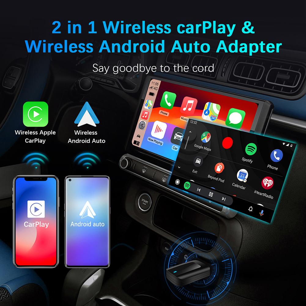 Wireless CarPlay Android Auto Adapter Smart USB Dongle 2.4G & 5G WiFi BT Plug & Play for Wired CarPlay Andriod Auto Cars
