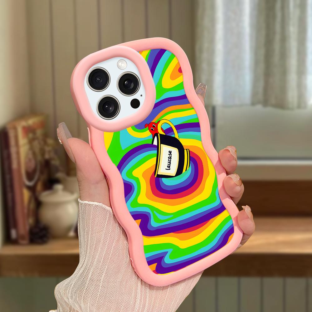 Big Wave Edge Soft silikonový materiál Macaron Pouzdro na telefon Nárazuvzdorné ochranné gumové pouzdro pro iPhone Samsung Huawei Honor Xiaomi Redmi OnePlus Moto