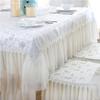 1PCS White Lace Table Cloths  Big Hem Embroidery Cover Towel Chair Cover Wedding Dinning Chair Cushion Table Decorating
