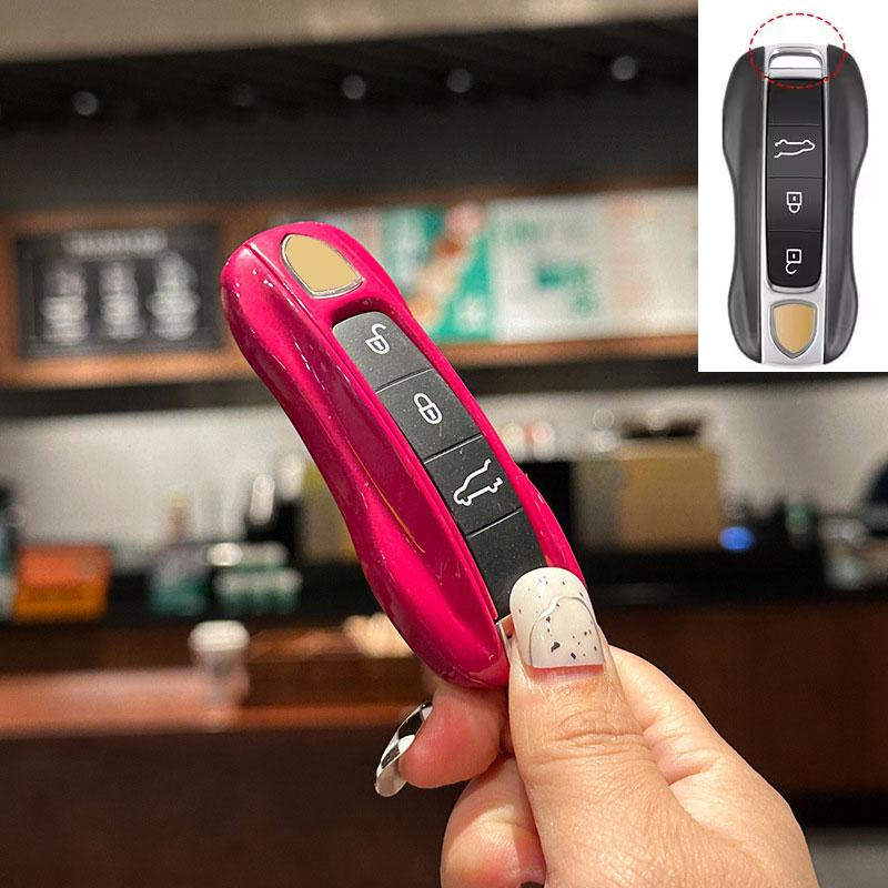 

ABS Gem Red Key Case Key Cover Key Shell Protective Case For Porsche 718 Cayenne Panamera 911 Macan Taycan Cayman Boxster