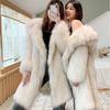 Women's New Raccoon Fur Jacket Women's Long Fox Hair Suit Collar Fur Coat Loose Casual Trench Coat