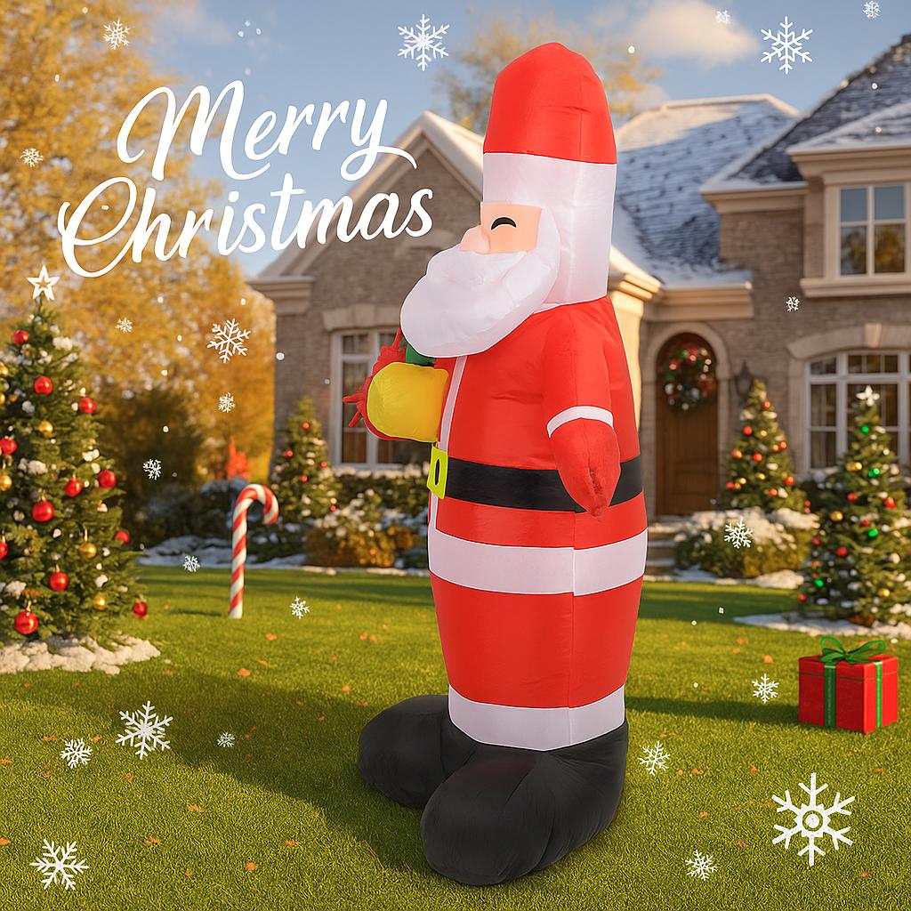 4.9FT Inflatable Santa Claus Toy Xmas Yard Lawn Party Decoration with LED Lights Christmas Home Supplies Ornaments Festive Gift