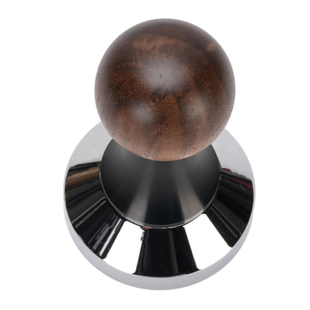 Valnötsträhandtag Kaffepress Professionell Lätt att Rengöra Kaffepulverhammare Pressverktyg Gängad Botten