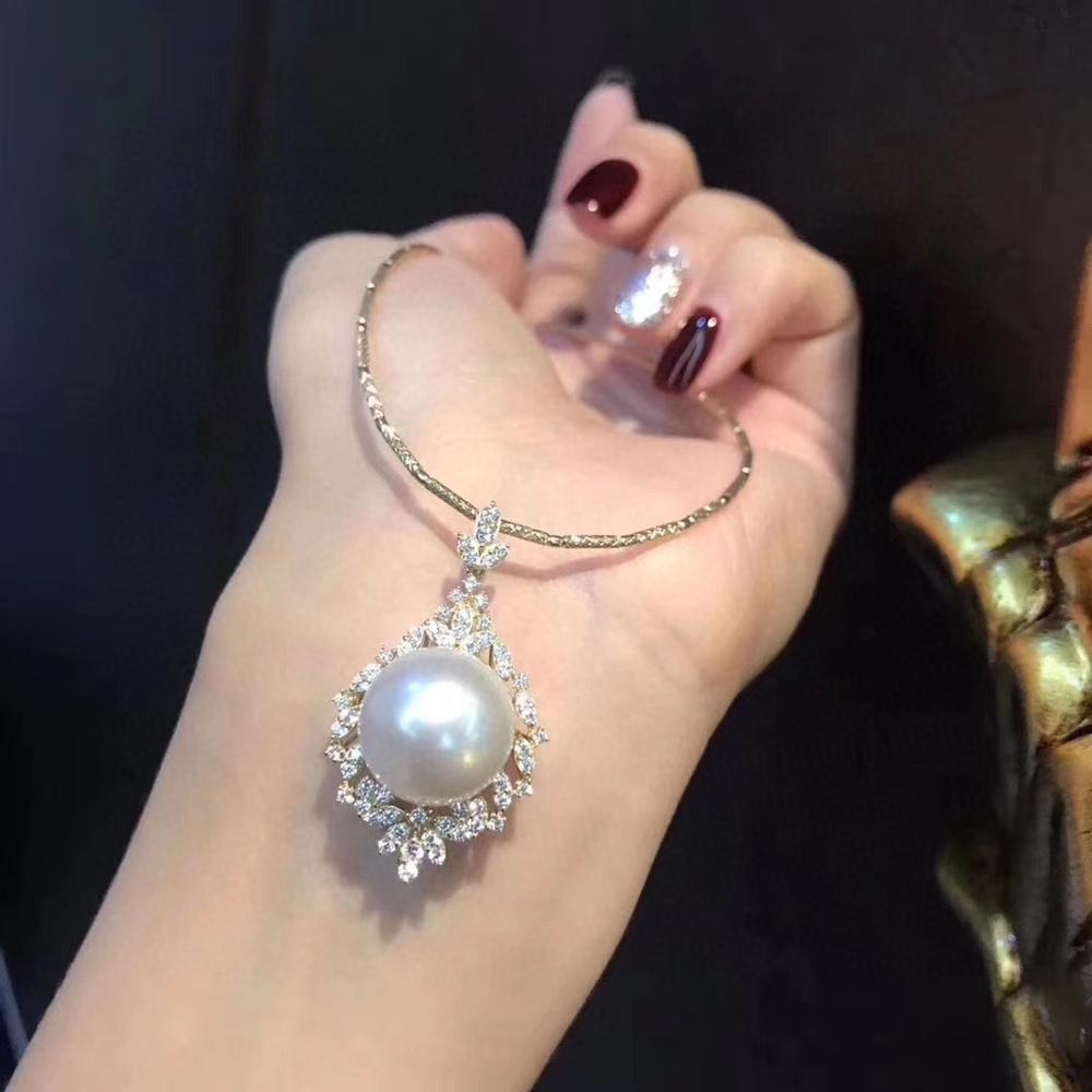 D305 Fine Jewelry 11 -12mm 925 Sterling Silver Natural Fresh Water White Pearl Pendant Necklaces For Women Fine Pearls Pendants