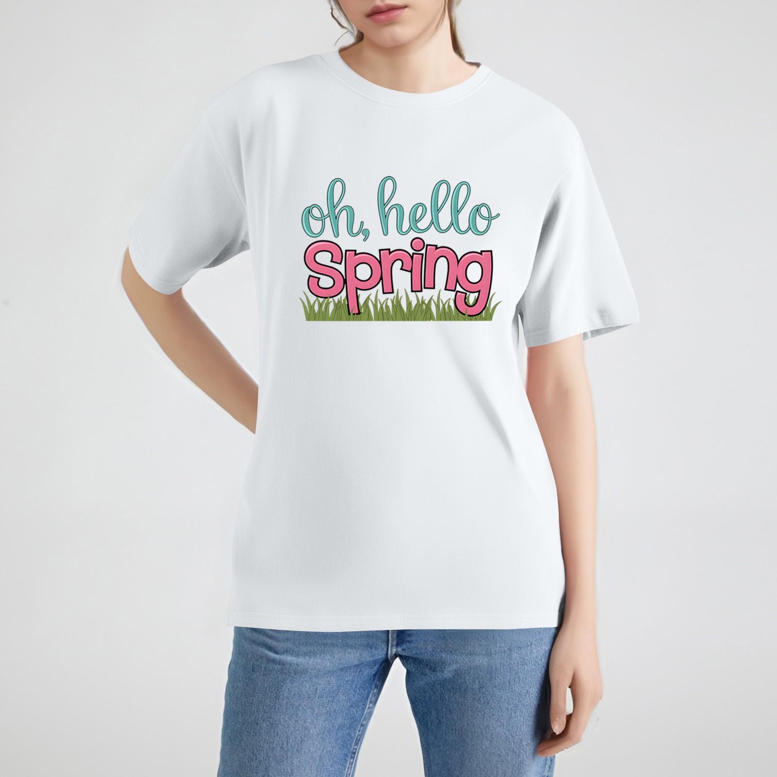 

Женская рубашка с коротким рукавом и принтом в виде Пасхи, свободный топ XL белый