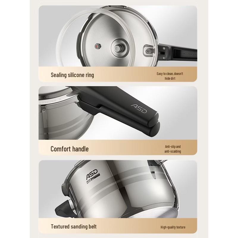 ASD 5.5L 304 Stainless Steel Explosion-Proof Pressure Cooker