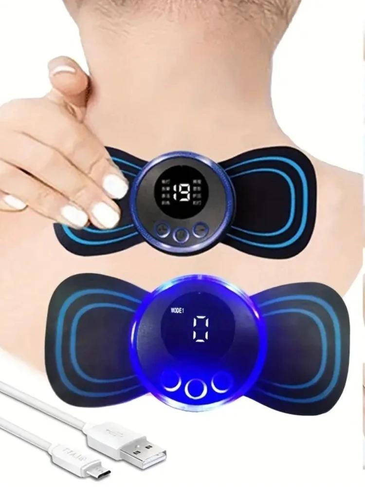 1PC LCD Display Neck Massage Electric Massager Mini Cervical Back Patch Stimulator Massager Mat Portable Gel Pad Stickers Slim