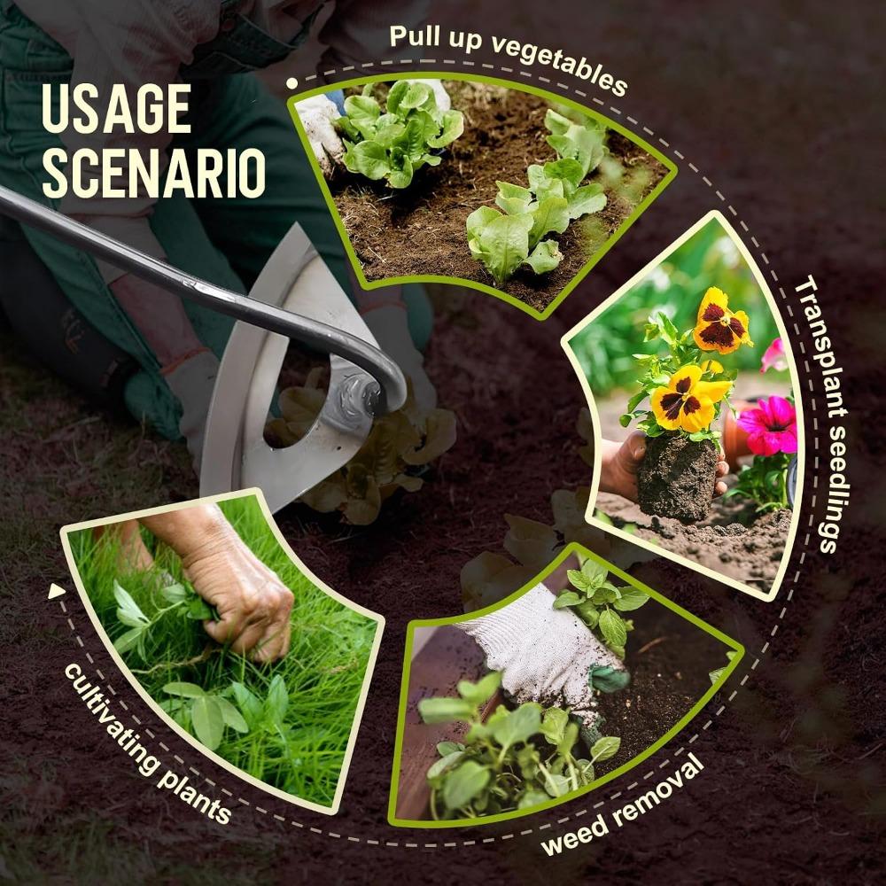 All-Steel Hardened Hollow Hoe - Hand-Forged Garden Tool for Weeding, Loosening Soil Planting Vegetables - Durable Handheld Weeding Rake