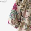 ZANZEA Women Summer Round Neck Casual Short Sleeve Floral Blouse