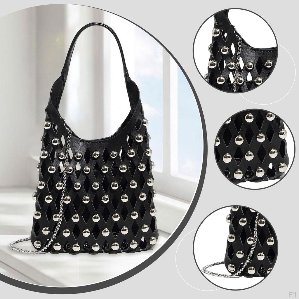 Women Hollow Hobo Bag Casual Slouchy Handbag for Eyeglass Cases Books Magazines