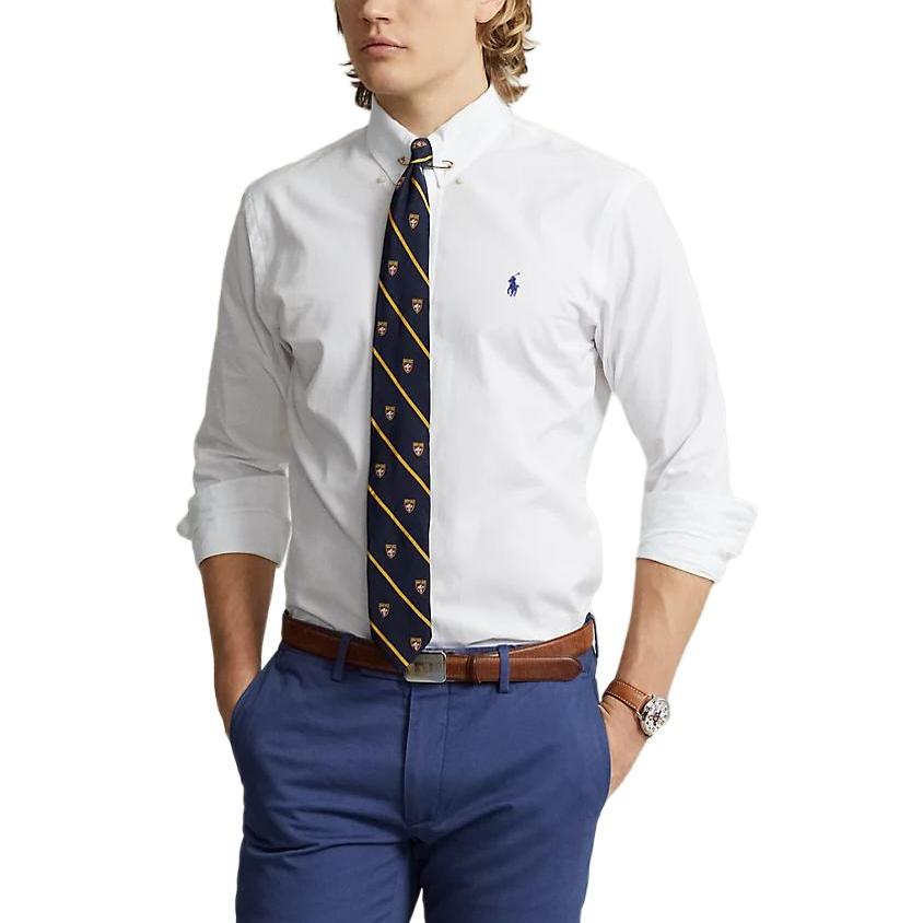 Polo Ralph Lauren FW24 Logo Embroidered Print Solid Color Linen Long Sleeve Shirt Men Shirts White MNPOWOV16824146-100