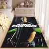 Movie Area Rug, Fast and Furious Paul Walker Green Car Print, Action Film Fan Bedroom Man Cave Decor, Non-Slip Carpet