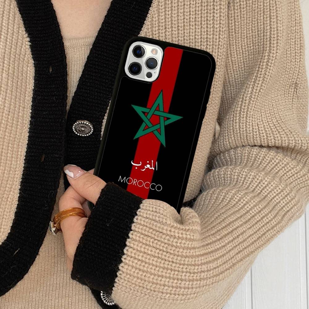 M-Morocco Flag Phone Case Wireless Charging PC+TPU For IPhone 11 12 13 14 15 16 17 Pro Max Plus Case