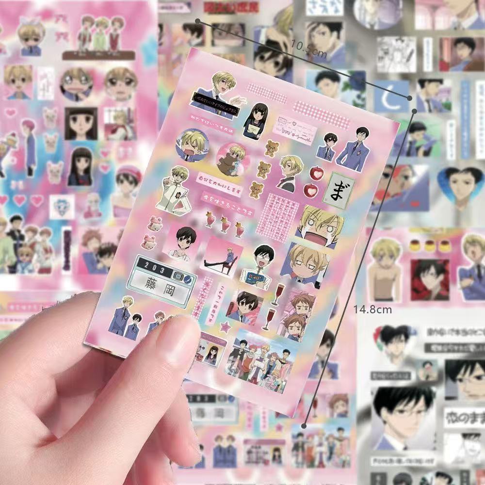 8PC Ouran High School Men's Public Relations Department Cutting Film Stickers Creative Decorative Material Children Sticker Gift