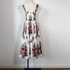 New Summer Holiday Elastic Floral Print Long Dress Women's Spaghetti Strap Cup Padded Backless A-Line Boho Midi Dress