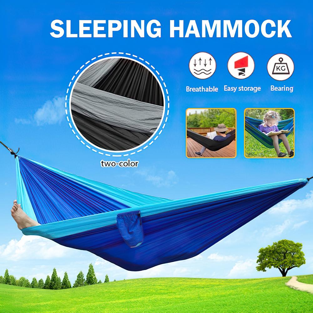 Goture Portable Hammock 270x140cm Nylon Ice Silk Duyan Outdoor Large Wide Hanging Bed for Camping Garden Leisure Travel Tent