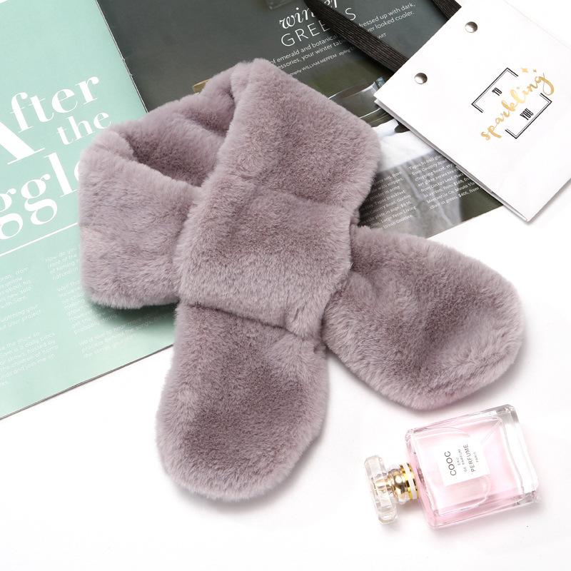 Children'S Scarf Winter Cartoon Plush Children'S Scarf Boys And Girls Warm Cross Imitation Rabbit Hair Children'S Neck
