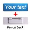 60X20 70x20 70x25mm Broches Personalizáveis Alfinete Texto Gravado Personalizado Logotipo Placa de Identificação de Negócios Etiqueta de Metal Crachás com Nome Personalizados