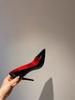 Black red-soled high-heeled shoes for women's spring new pointed-toed thin-heeled sexy glossy temperament single shoes patent leather women's shoes