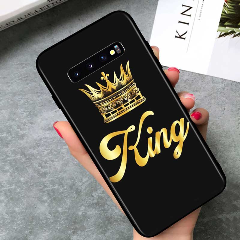 Чехол для телефона King Queen Couples для Samsung Galaxy Note 20 S20 FE Lite Ultra 10 9 8 Pro S10E S10 5G S9 S8 S7 S6 Plus Black