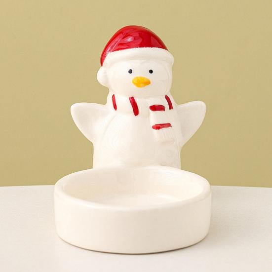 Christmas Ceramics Candle Holder Penguin Xmas Tree Mushroom Tealight Votive Candle Stand Candlestick Table Centerpiece Desktop Decoration