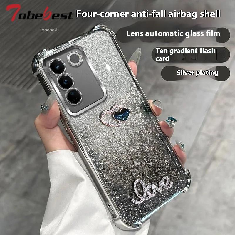 3D Love Shockproof Glitter Plating Case for Samsung Galaxy S25 EDGE S24 S23 S22 S21 S20 Note 20 10 Ultra Plus FE 5G Back Cover